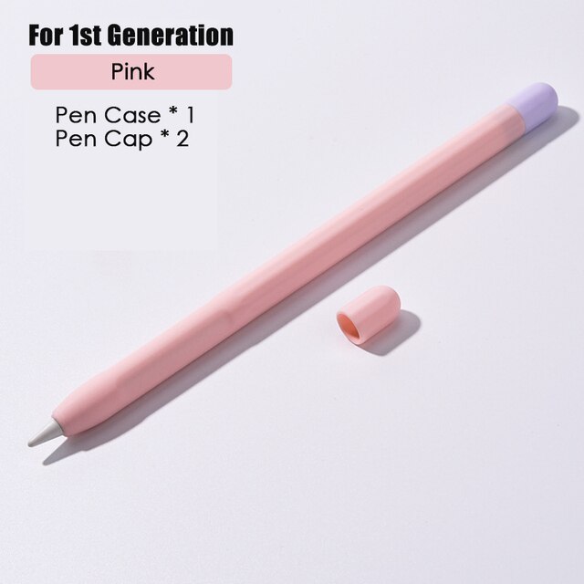 Stylus Cover Silicone Pen Case For Apple Pencil 1 2 Color Matching Stylus Protective Case Non-slip Anti-fall iPad Pen 2 1 Cover: Pencil 1st Pink