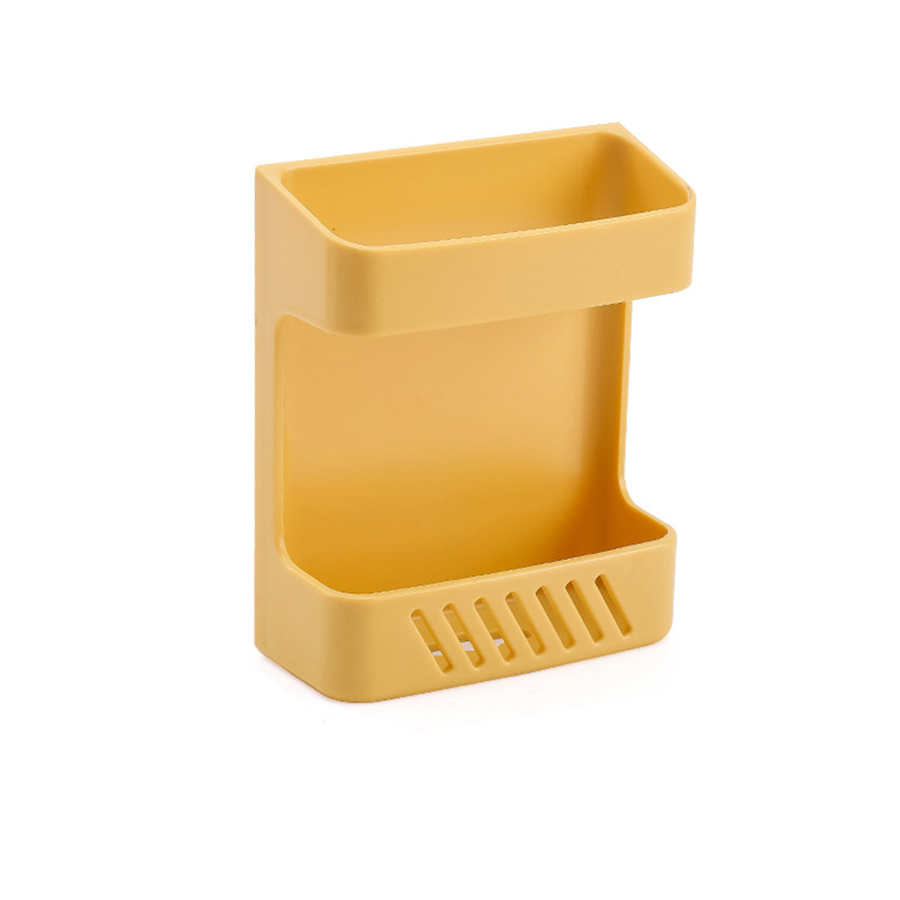 Multifunctional Wall-mounted Storage Box Punch-free Mobile Phone Remote Control Storage Rack Bathroom Wall Debris Storage Rack: S-Yellow
