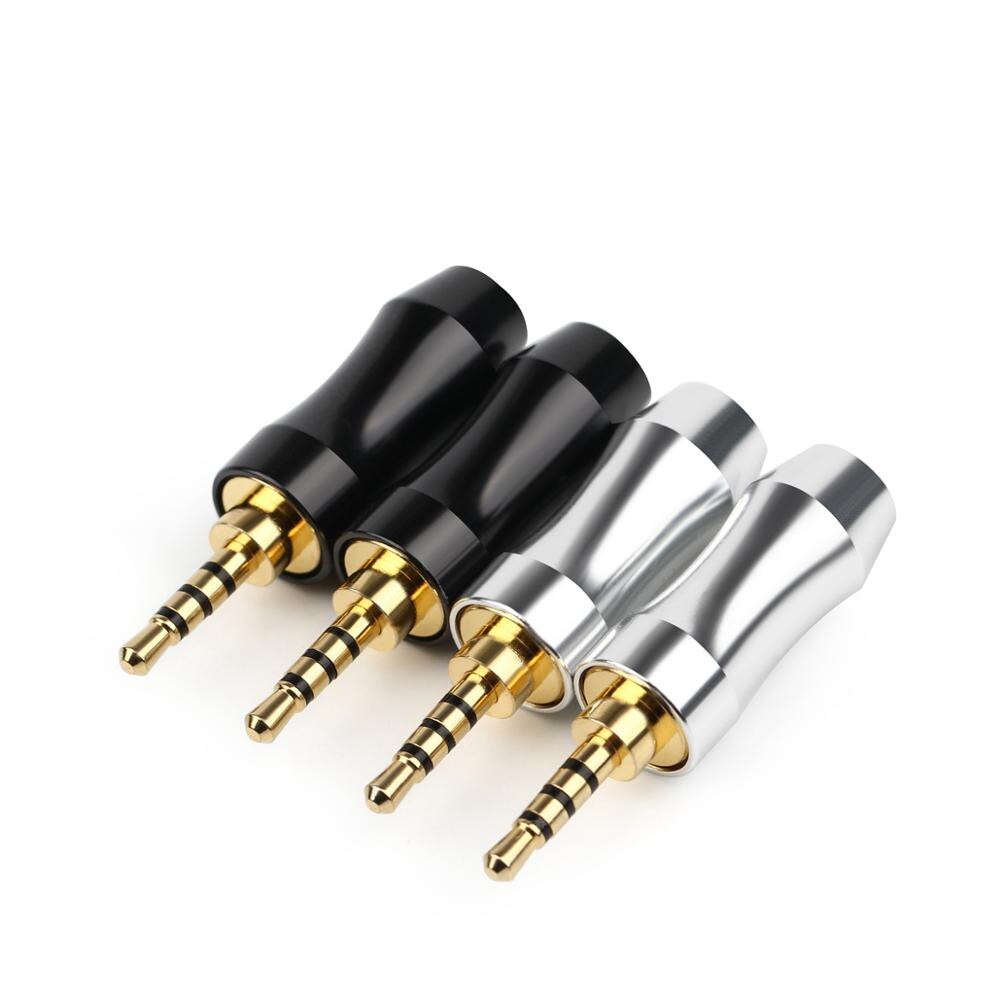 10 Stuks 2.5Mm Jack 4 Pole Stereo Oortelefoon Plug Audio Connector Hifi Headset Rhodium/Vergulde Koperen Draad connector