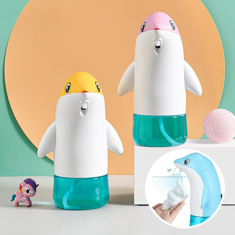 Cute Dolphin Automatic Soap Dispensers For Child Kitchen Bathroom Soap Bottle Intelligent Induction Foam Bubble Antiseptic Hands