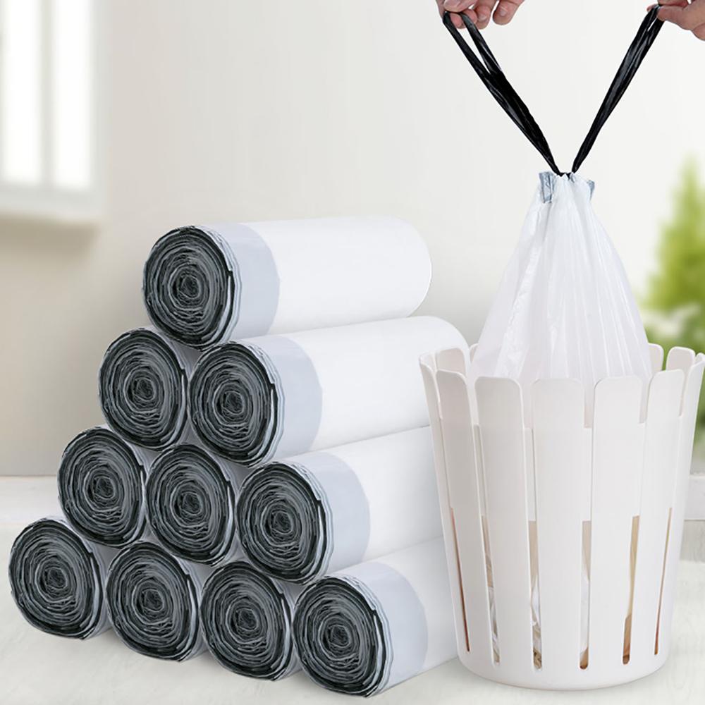 100/60PCS Disposable Garbage Bags Drawstring Kitchen Trash Bag Portable Disposable Household Plastic Bag