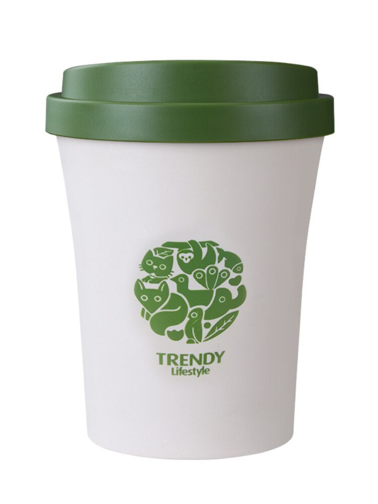 Small Waste Bins Creativity Coffee cup shape Plastic trash can Desktop Rolling Cover Type Round Standing have pattern