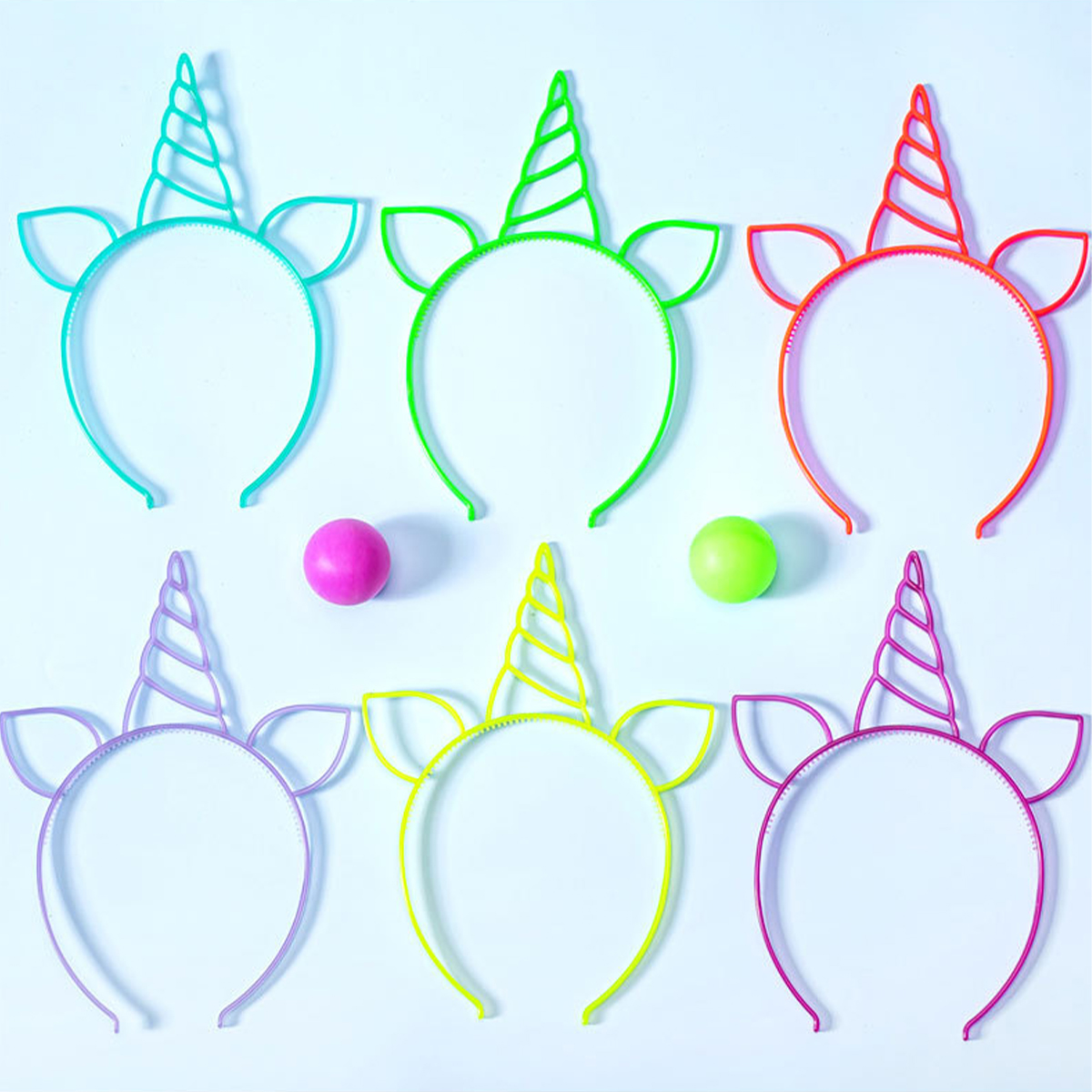 Aro de pelo fluorescente, diadema de plástico que brilla en la oscuridad, suministros para fiestas, fotomatón para decoración de cumpleaños, boda, Baby Shower, 6 uds.