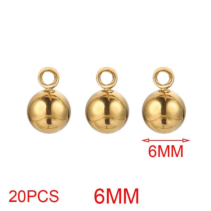 20pcs Lot 4/5/6mm Round Stainless Steel Beads Solid Ball Charms DIY Gold Plated Earrings Bracelet Jewelry Making Materials Craft: Platinum Plated