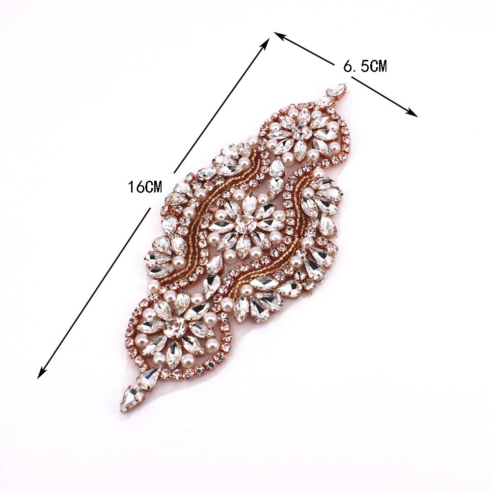 Or Perlé Cristal Strass Applique Décorations pour les Robes De Mariée De Bal Artisanal Éclat de Ceinture de Mariage Appliques: Crystal Applique 4