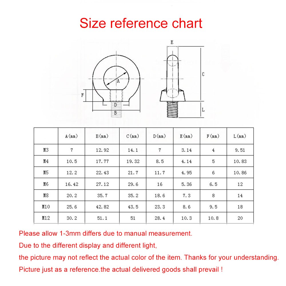 5Pcs M4 M5 M6 304 Stainless Steel Ring Screw Eye Bolt Marine Lifting Eye Screws Ring Loop Hole for Cable Rope Eyebolt