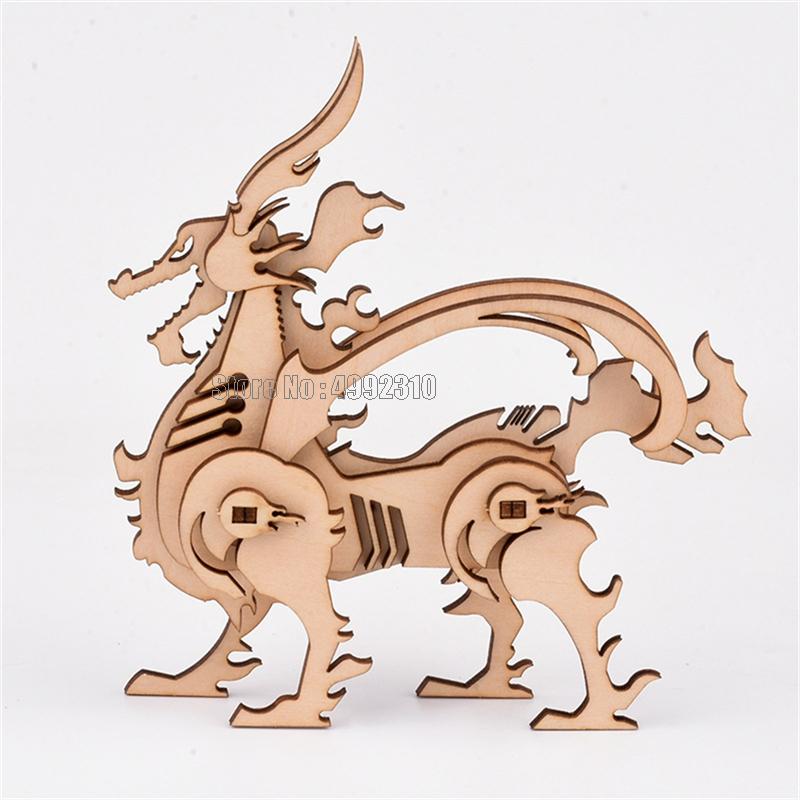 Diy 3d Wooden Puzzle Toy Assembly Animal Deer Tiger Model Building Kits For Children Kids Christmas Educational Toys: Red
