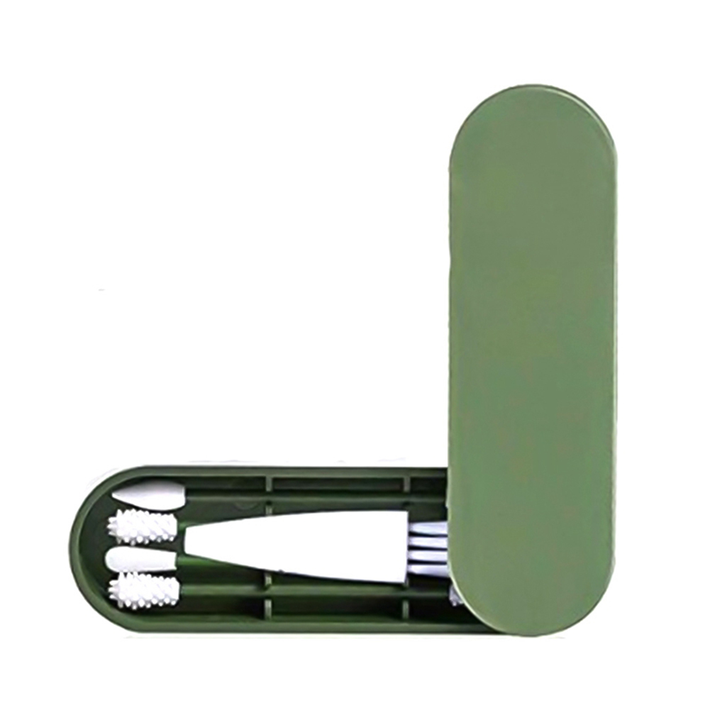 5 in 1 Silicone Cotton Swab Ear Eye Cleaning Washable Makeup Swabs Soft Flexible Reusable Makeup Tools Set: green