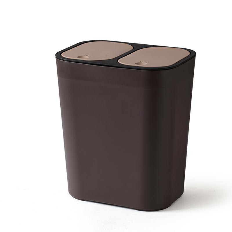 Kitchen Trash Can Recycle Bin Double Cover Trash Bin Household Dry And Wet Separation Waste Bin Rubbish Bin for Bathroom: dark coffee