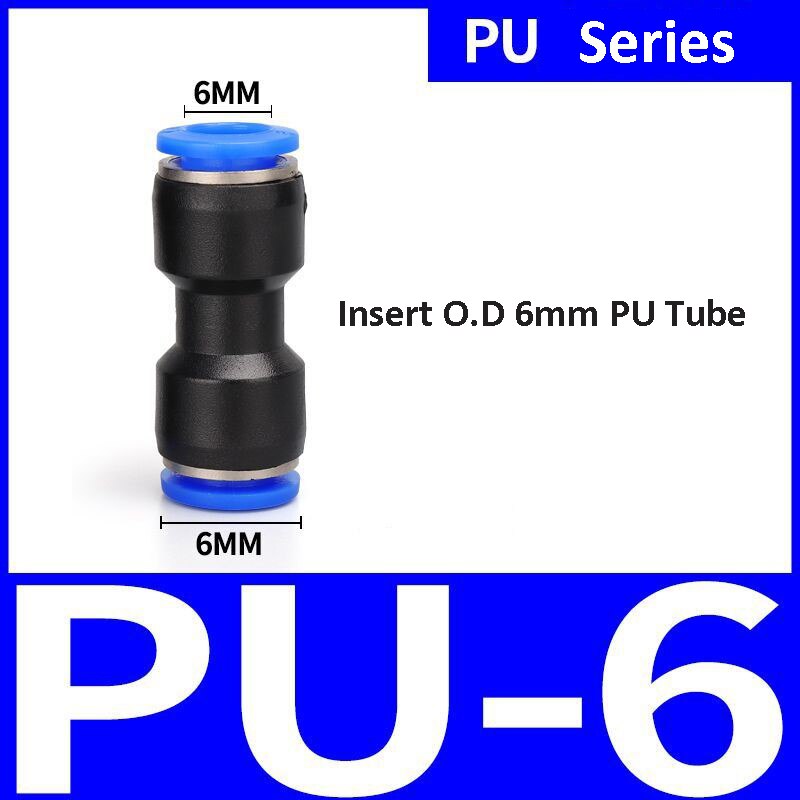 Pneumatiske fittings fitting plastkoblinger pu  pg 4mm 6mm to 8mm 10mm luft vannslange rør push-in rett luft hurtigkobling: Grå