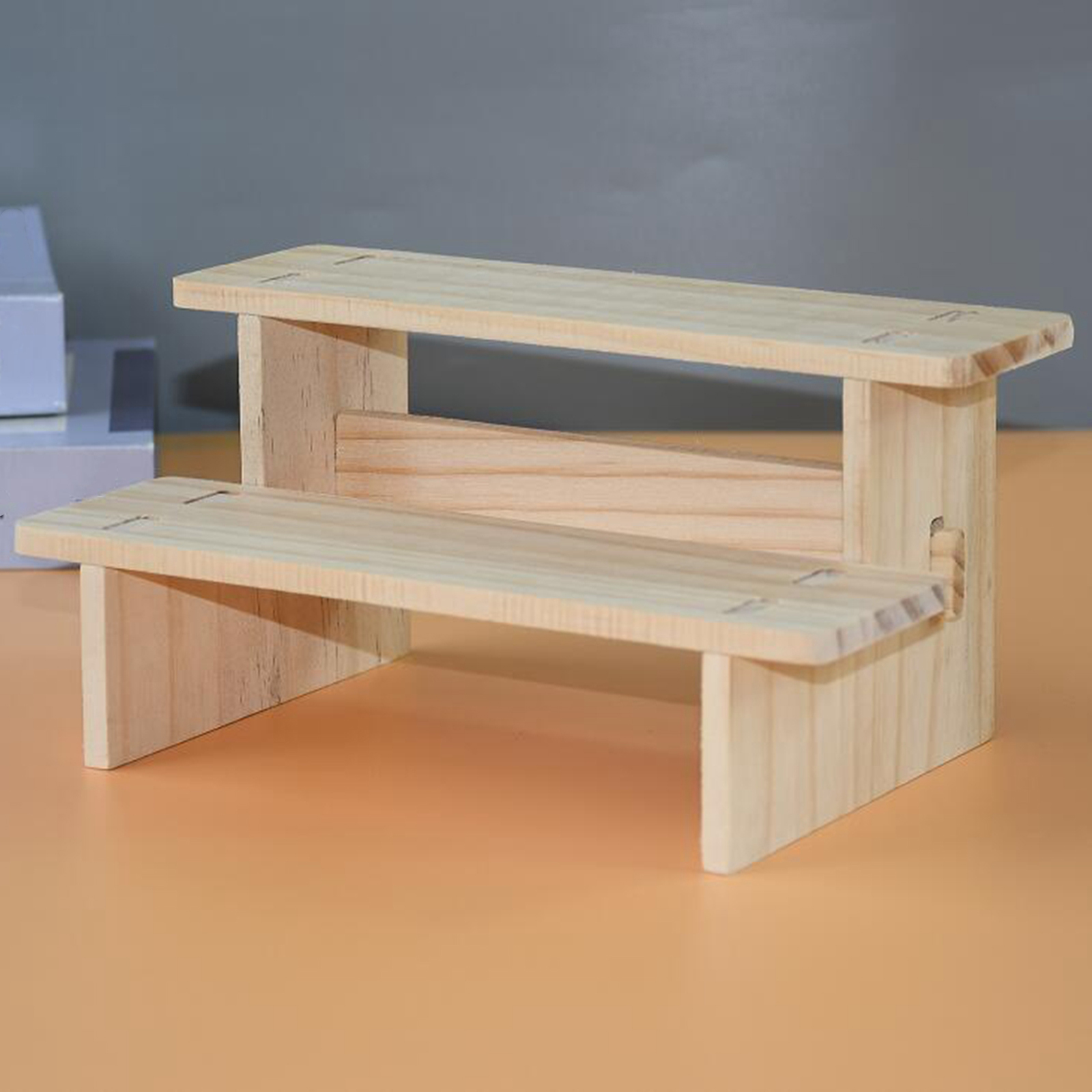 Wooden Riser Display Shelf Organizer Rectangle Wood Display Riser Stand for Dessert Cupcake Jewelry Collectibles Display Riser