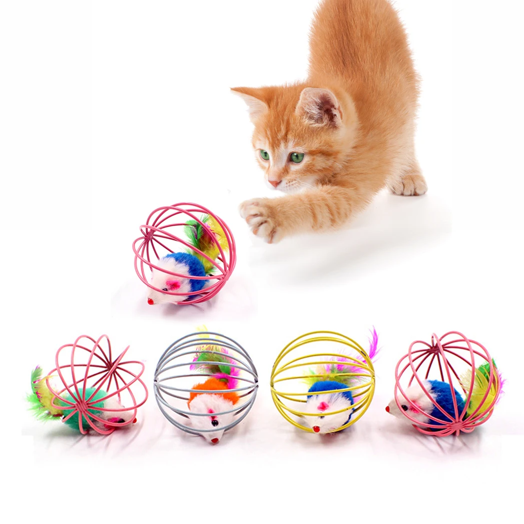 Varita de juguete para gatos, varita de plumas con campana, jaula para ratón, juguetes de plástico Artificial colorido, juguete de rompecabezas para gatos, suministros para mascotas, Color aleatorio, 1 ud.