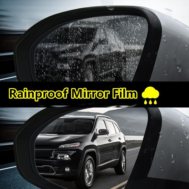 2 stk bil regnfilm bilsidespejlfilm med værktøjsvindue klar regntæt bakspejl beskyttende blød film anti tåge