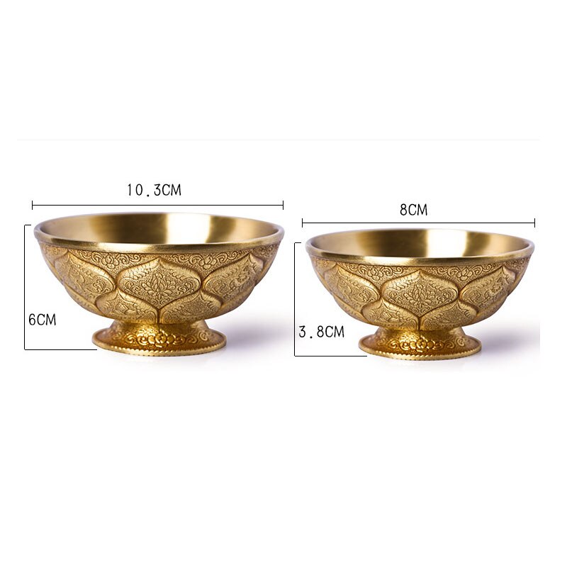 Vergulde Koperen Supply Kom Boeddhistische Artikelen Gunstige Ornamenten Boeddha Heilige Water Cup Aanbidding Kom Lucky Fengshui Gerechten