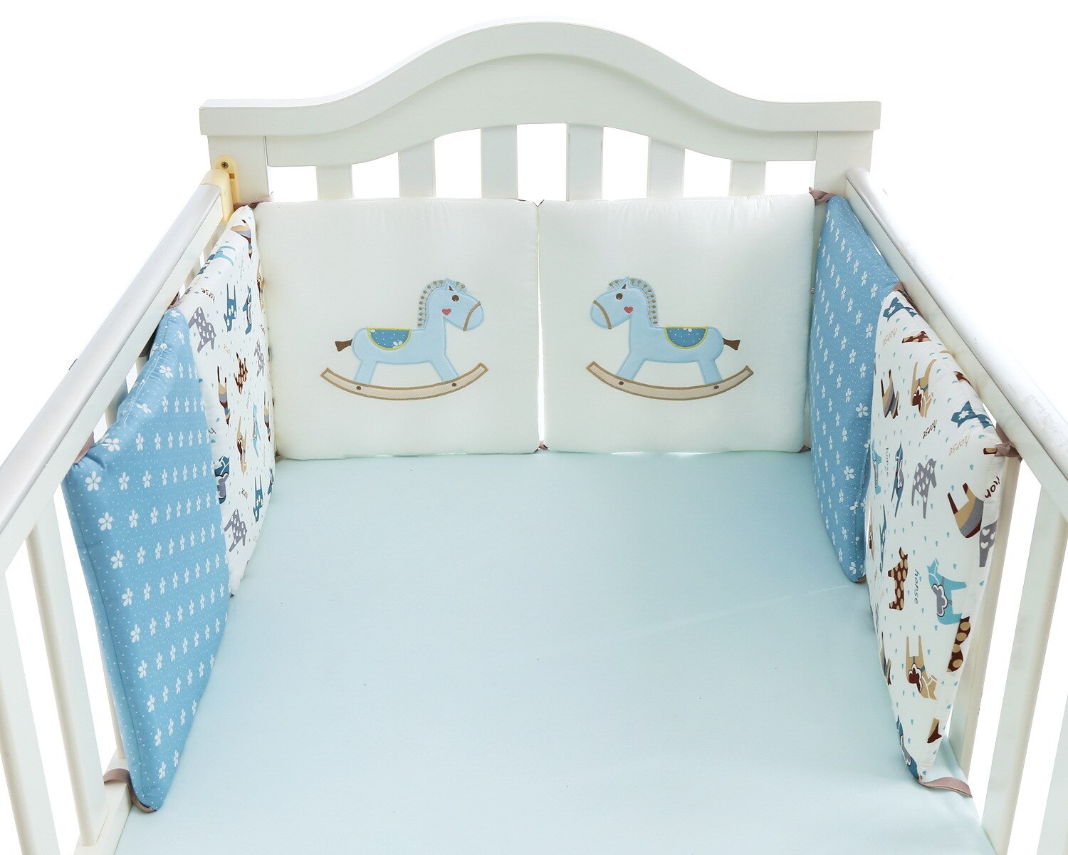 Paraurti bambino Cuscino Del Bambino Presepe Paraurti Cotone Organico Presepe Pad Paraurti Cuscino Della Ragazza del Ragazzo Scuola Materna Culla Camera Da Letto Del Bambino Set Bambino Del Bambino Letto set: wooden horse