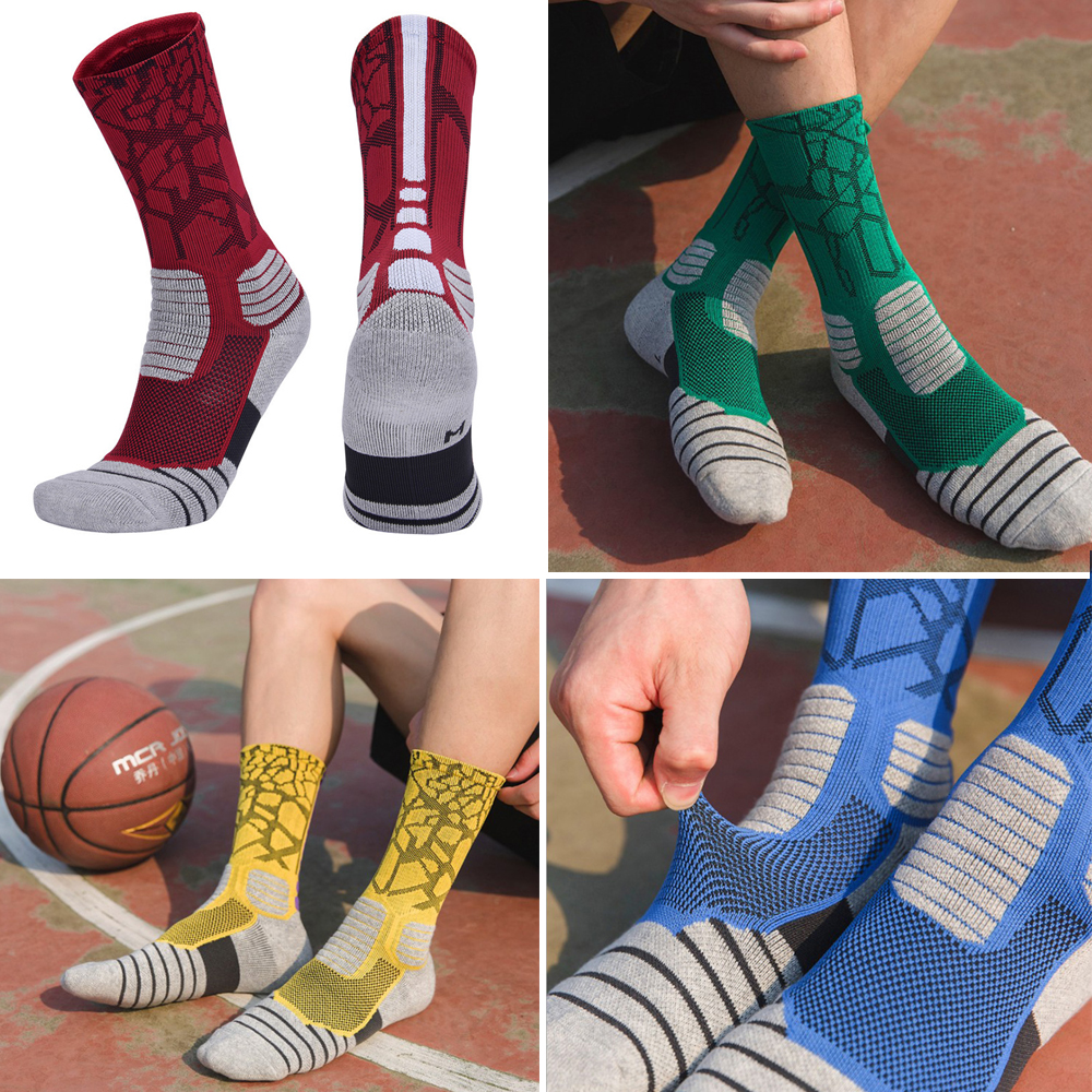 Calcetines deportivos de algodón para hombre, medias largas y gruesas para correr al aire libre, bádminton, tenis y baloncesto