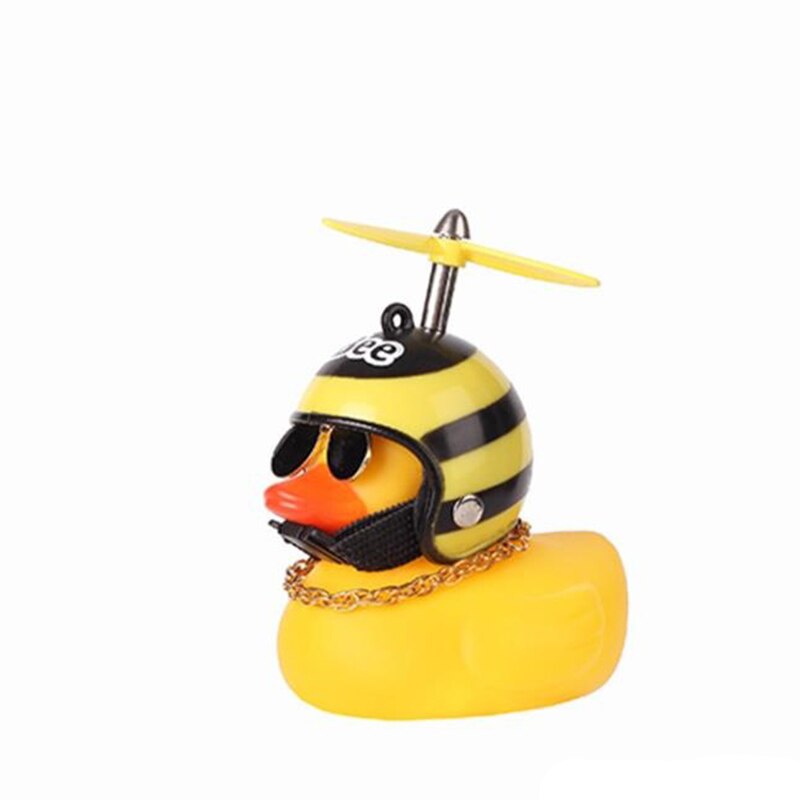 Rubber Duck Toy Car Ornaments Yellow Duck with Propeller Helmet Car Dashboard Decor Squeaking Glowing Duck Toys for Adults Kids: N