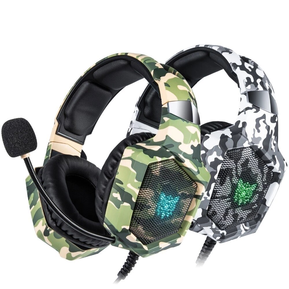 ONIKUMA K8 gamingowy zestaw słuchawkowy przewodowe słuchawki Stereo z redukcją szumów z mikrofonem LED Lights słuchawki na PS4 XBox One PC Laptop Tablet