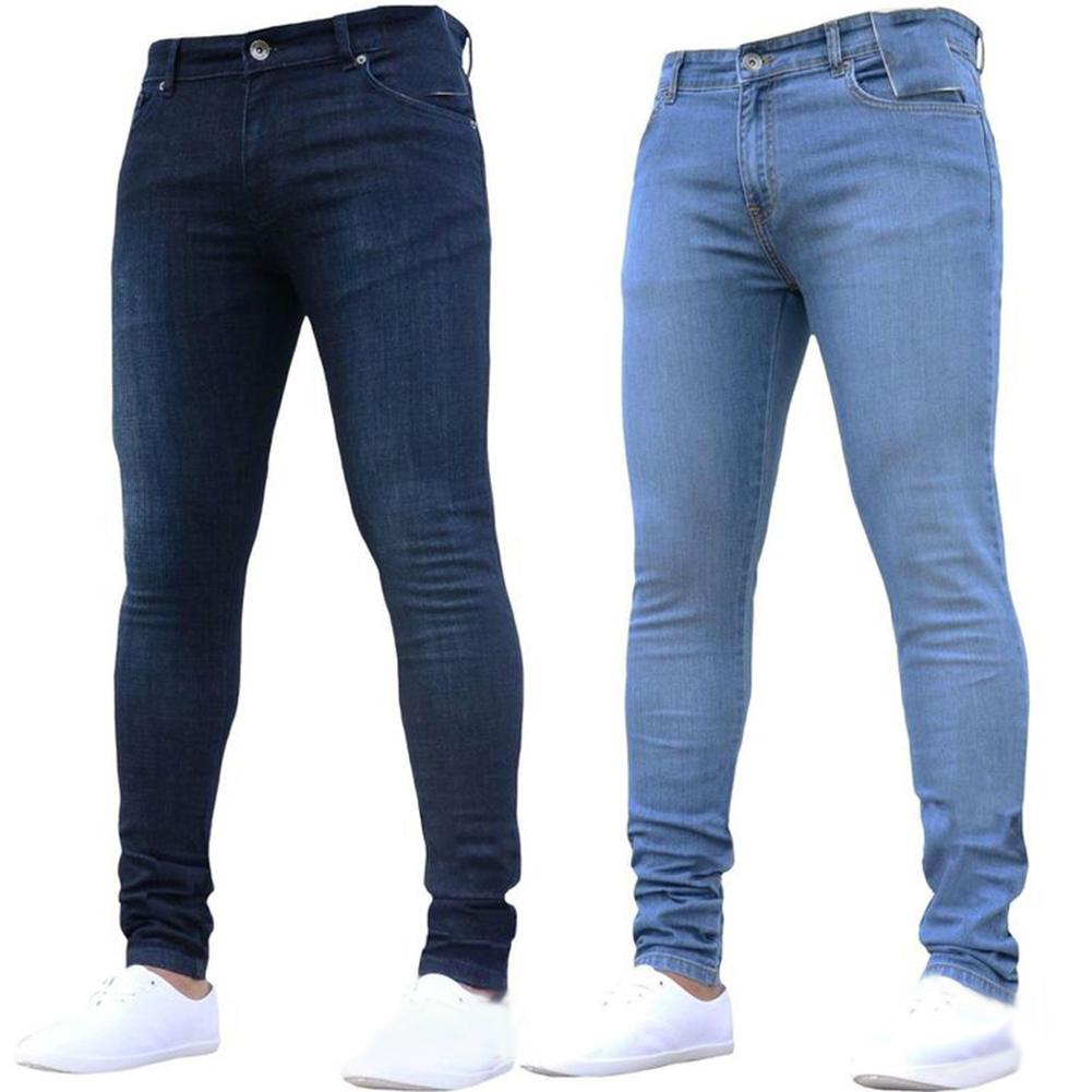 Skinny jeans herr super skinny jeans herr non ripped stretch jeansbyxor elastisk midja stor storlek europeiska långbyxor