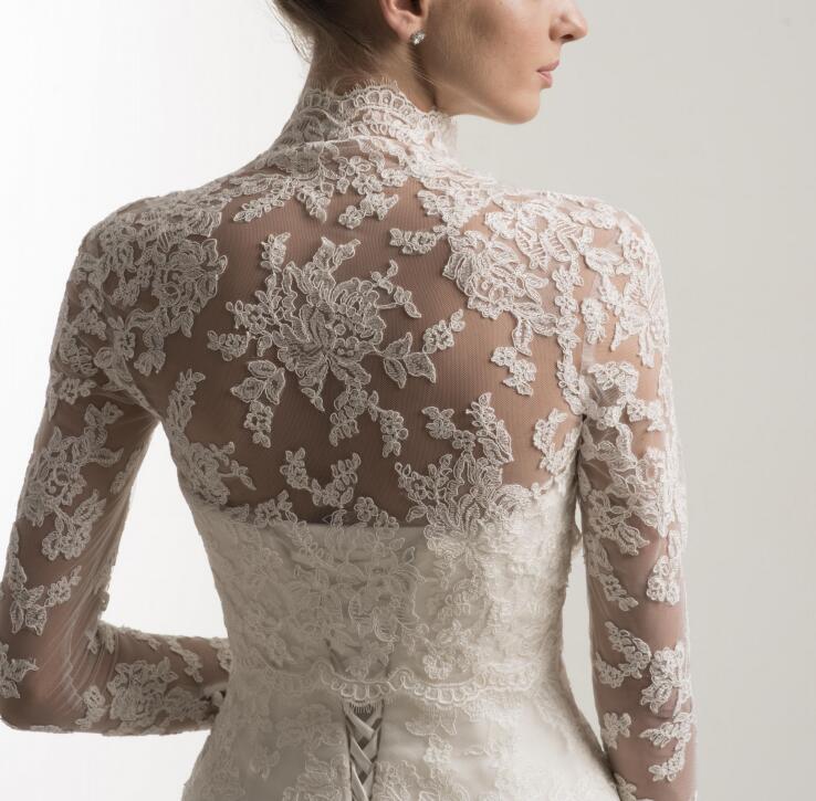 Boléro ivoire mariée-veste mariage-haut dentelle enveloppes ivoire nouvelle Applique à manches longues