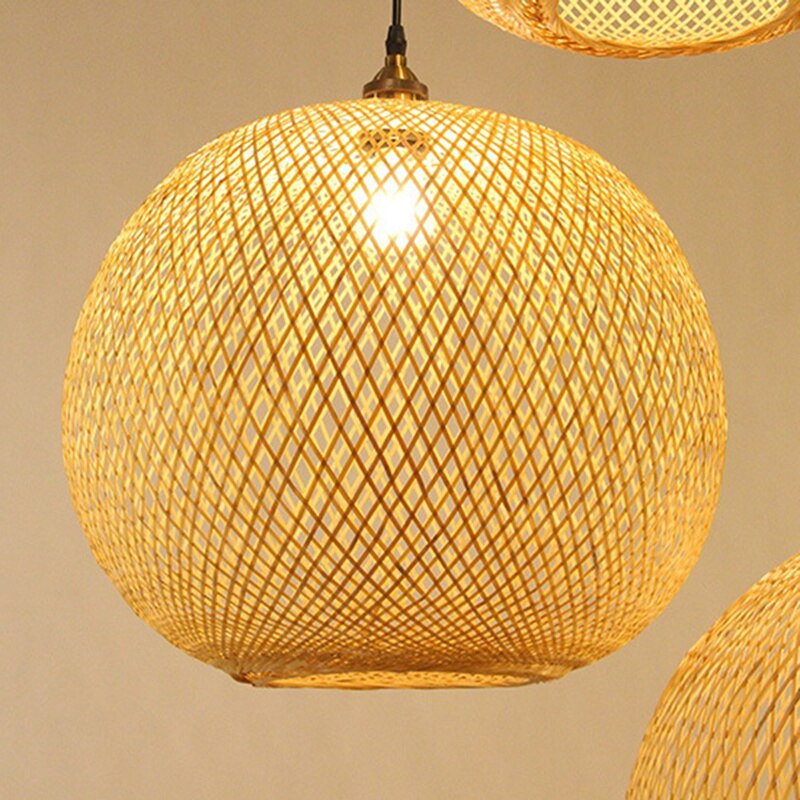 E27 Contemporary Natural Bamboo Ceiling Hanging Pendant Lights Handmade Bamboo Chandeliers Light - View #8