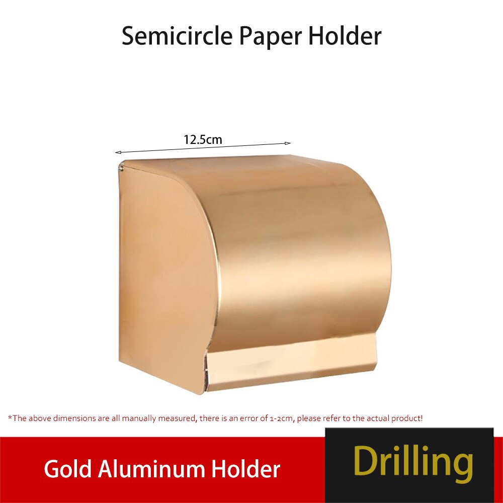 Towel Rack Wall Holder Gold Aluminum Bar Robe Hook Hanger Toliet Paper Holder Bathroom Shelves Hardware Bath Accessories Set: Paper Holder