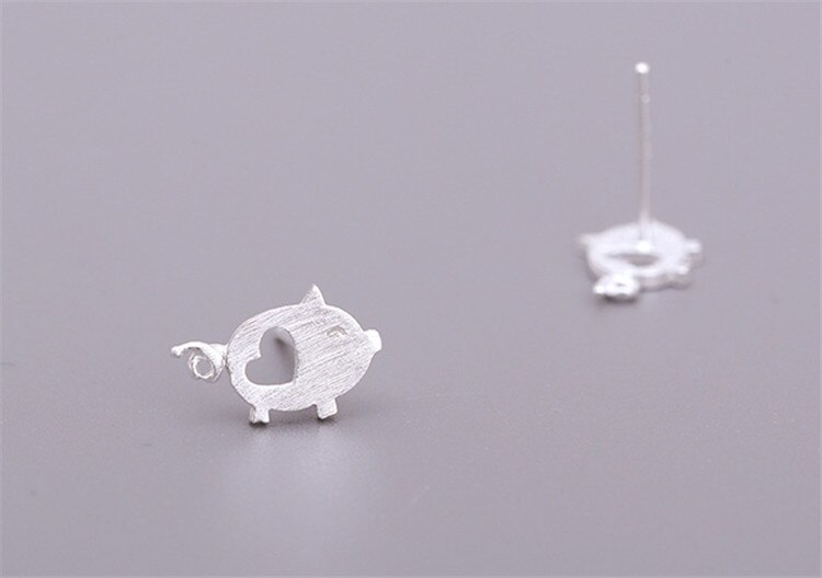WYEAIIR Hand-drawing Cute Pig Hollowing Out Sweet Literary Simplicity 925 Sterling Silver Female Resizable Bracelets: Stud Earrings