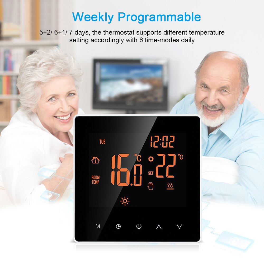 Wi-Fi Smart Thermostat Digital Temperature Controller Tuya APP Control LCD Touch Screen Week Electric Floor Heating Thermostat