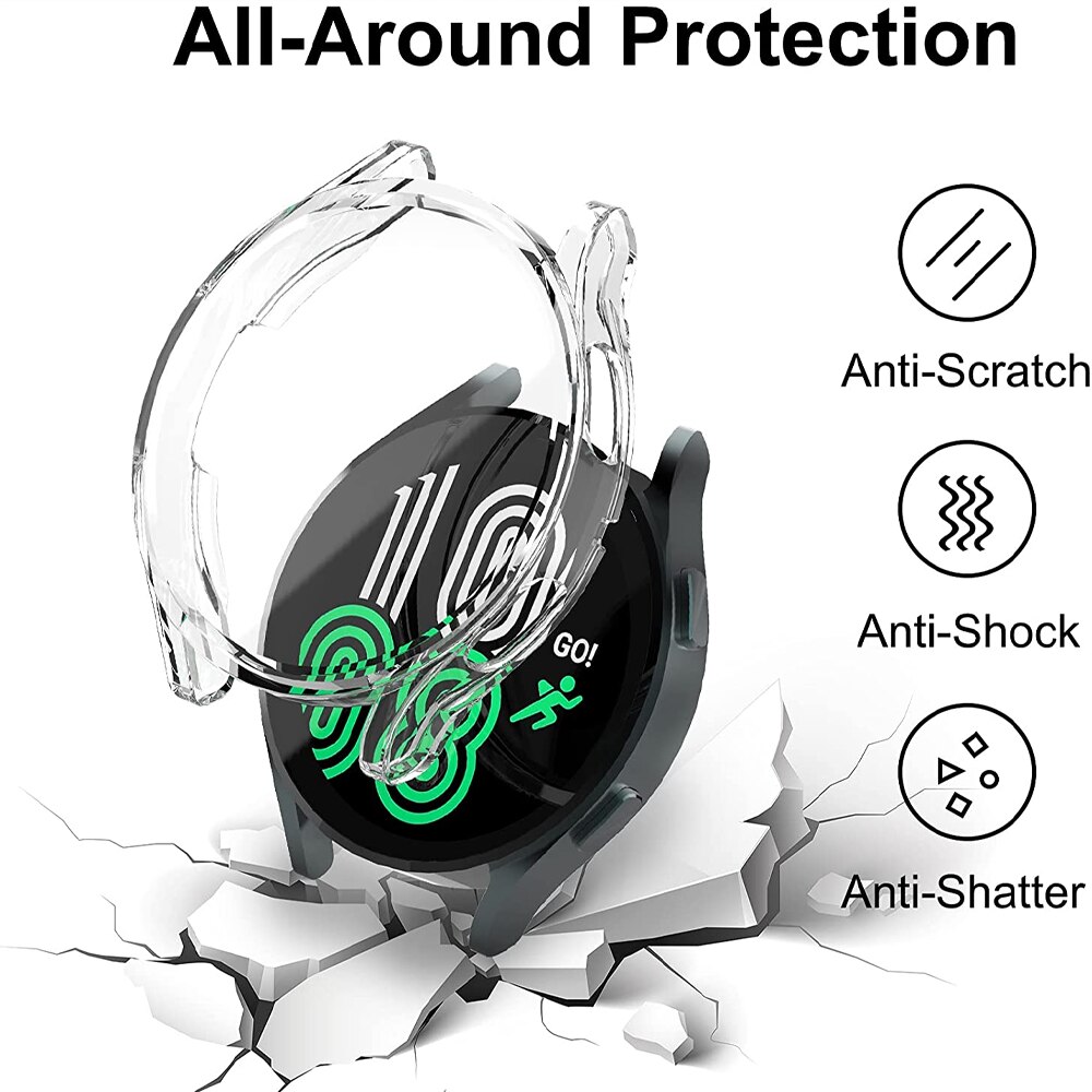 Coque antichoc pour Samsung Galaxy Watch 4, protection d'écran, PC tout autour, anti-rayures, 40mm 44mm