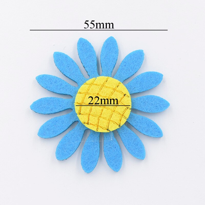 12Pcs 55Mm Geweven Gewatteerde Patches Zonnebloem Applicaties Voor Haar Boog Diy Craft Kleding Sticker Kaart Maken Kleuterschool Decor