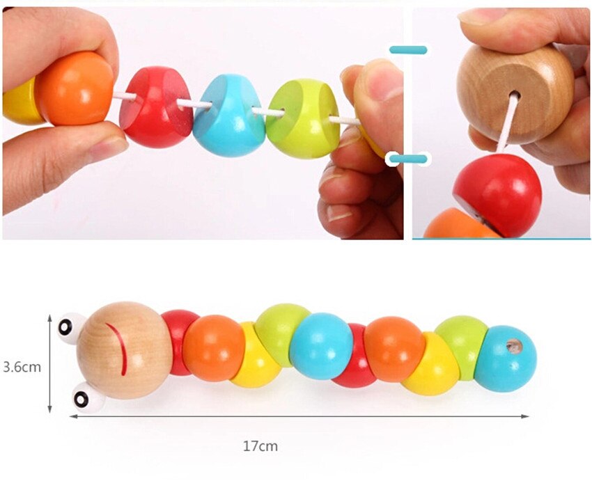 1 Pcs Educational Toys Flexibility Baby Wiggle Worm Interesting Kids Multicolor Wooden Puzzles Toy