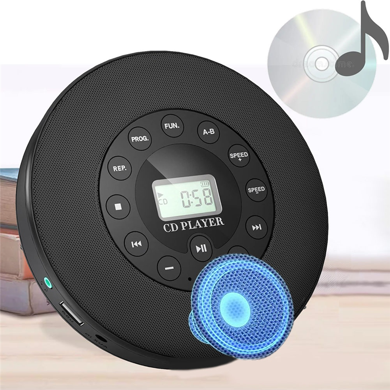 ABGB-Portable CD Player With Anti Skip Built In Speaker MP3 Compatible For Car Support Built In Mic Recording
