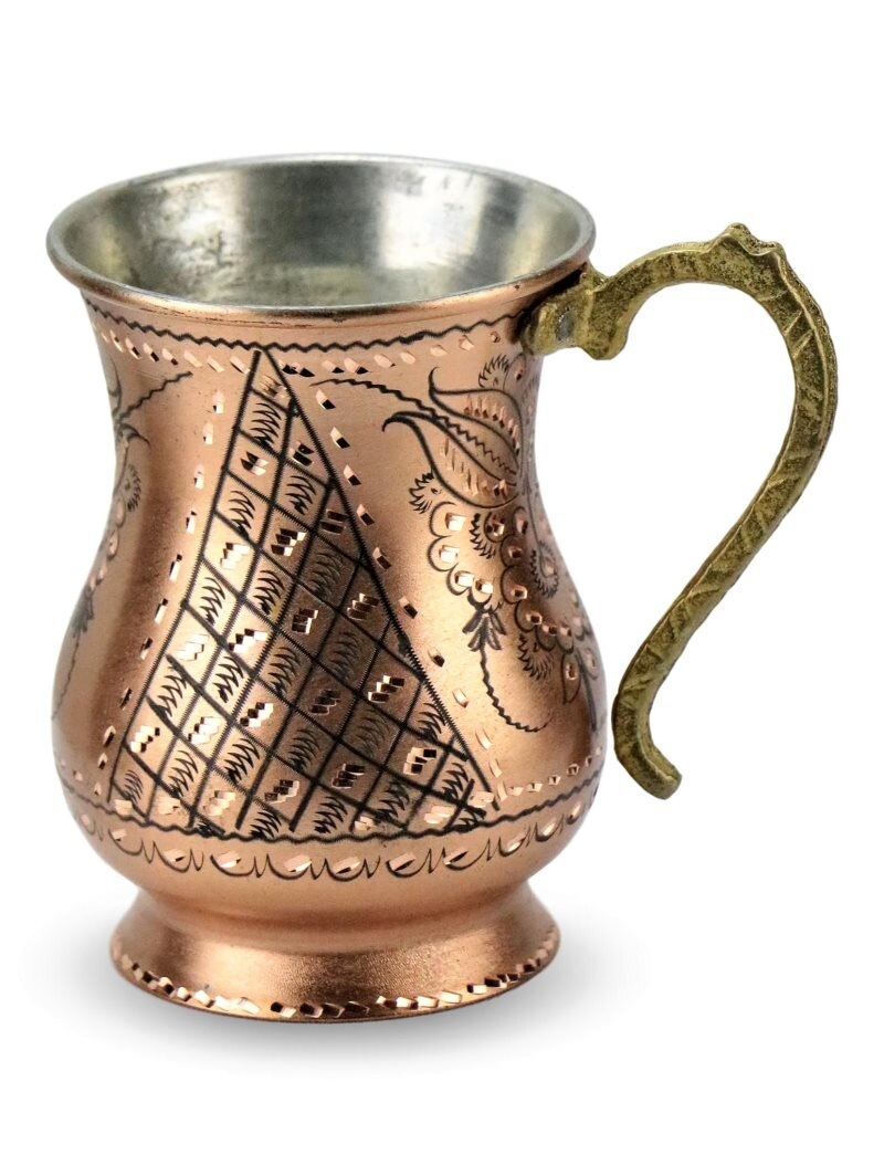 Rose Flower Tumbled Copper Maşraba
