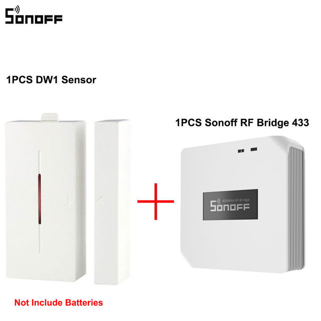 Itead SONOFF RF Bridge 433Mhz RF PIR2 Motion Sensor DW1 Door &amp; Window Alarm System For Smart Home Alarm Security Work with Alexa: RF Bridge with DW1