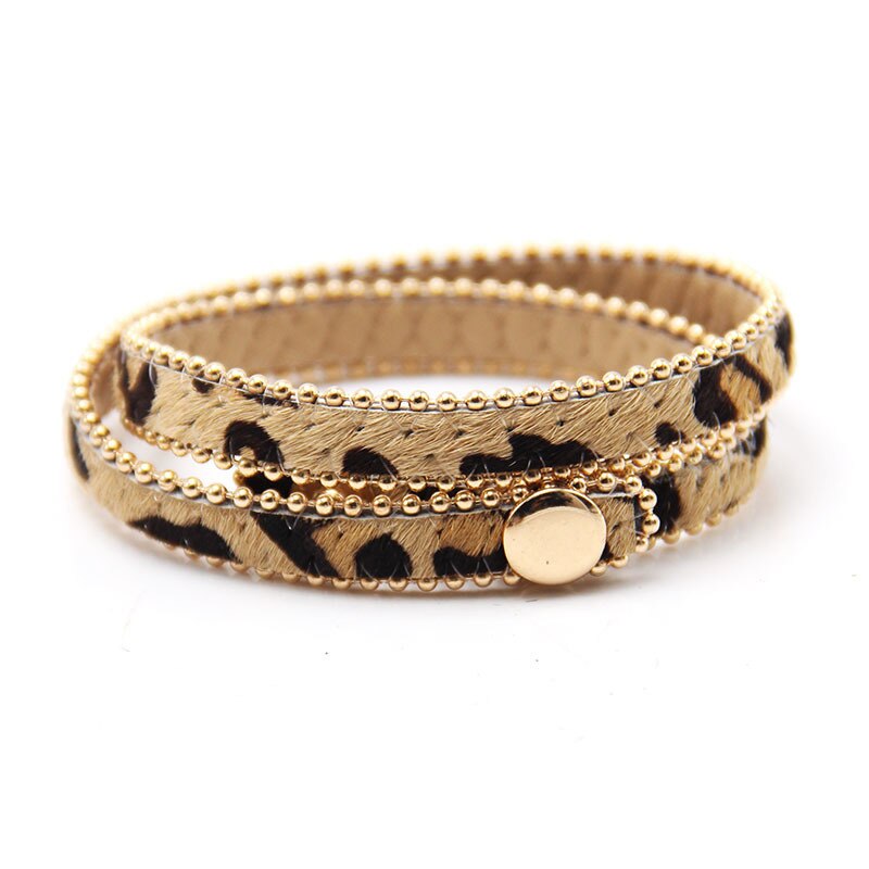 Spring Button Adjust Bracelet Multicolor Leopard Print Fine For Women