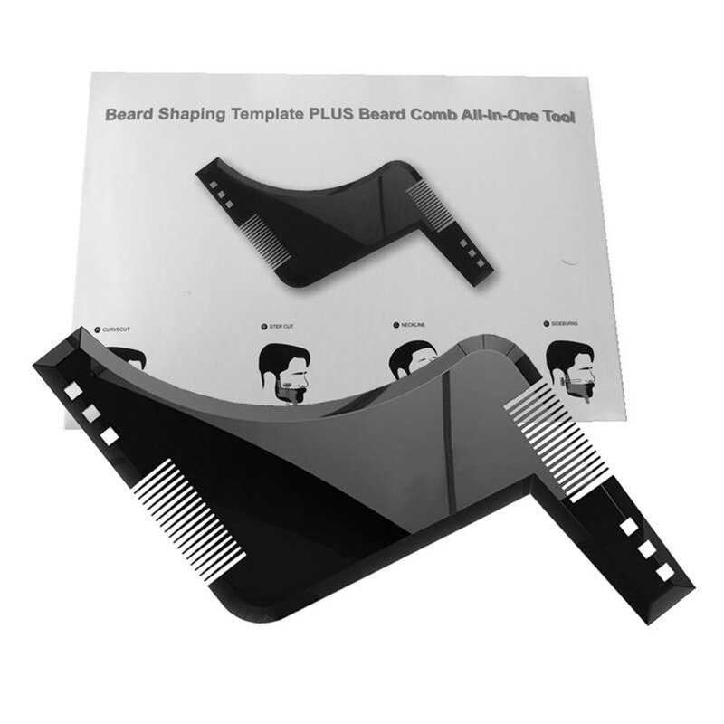 1PCS Beard Shaping Styling Template PLUS Beard Comb All-In-One Tool ABS Comb for Hair Beard Trim Template (Carton packaging)