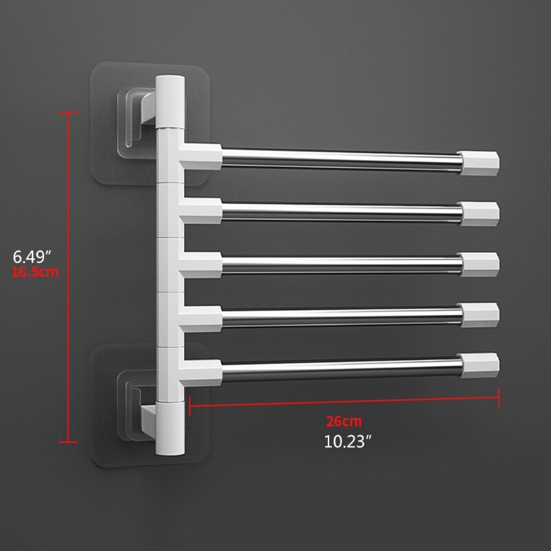 Swivel Towel Bar Wall Mount Bathroom Towel Rack Holder Storage Organizer Space Saving Towel Rail 2/3/4/5 Arms