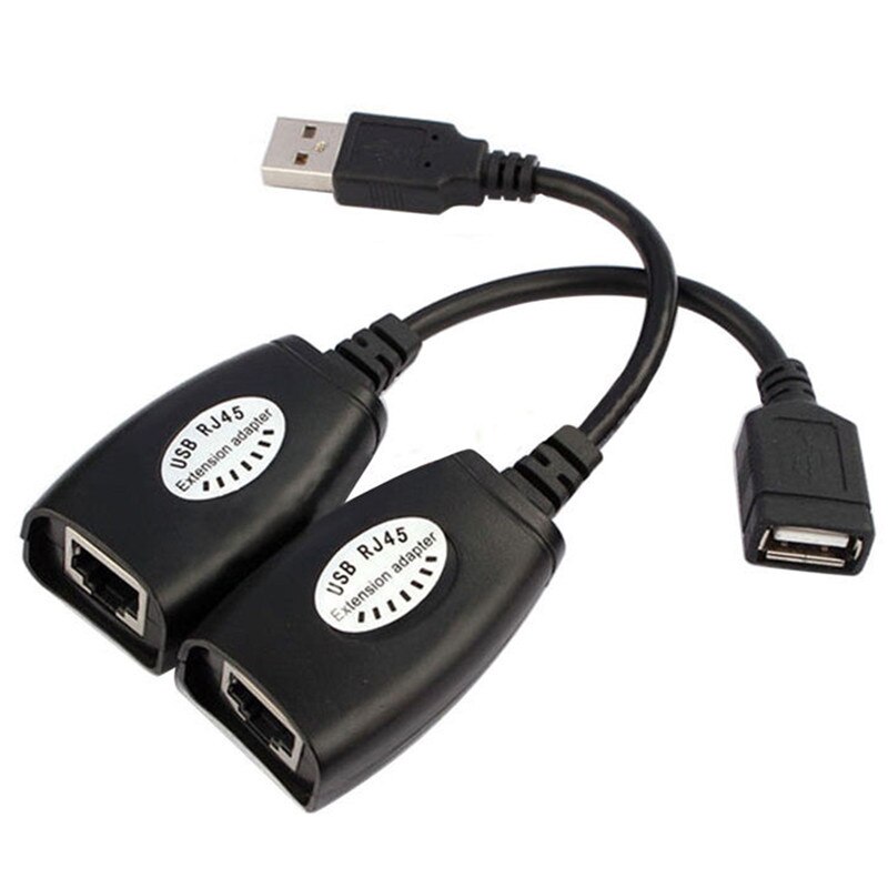 1 Set Black USB to RJ45 Extension Cable USB Type A Male RJ45 Female Cable LAN Adapter Extender Cat5e/6 Network Cables