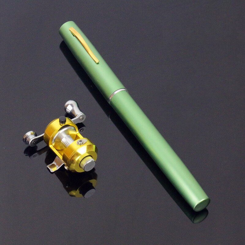 Canne da pesca portatili nuova mini penna telescopica tascabile per pesci canna da pesca in lega di alluminio attrezzatura leggera per mulinello: verde