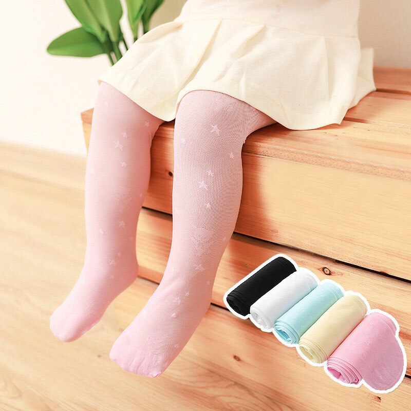 Summer Baby Girls Tights Solid Color Mesh Thin Kids Children Stocking Cute Star Print Soft Infant Toddler Pantyhose