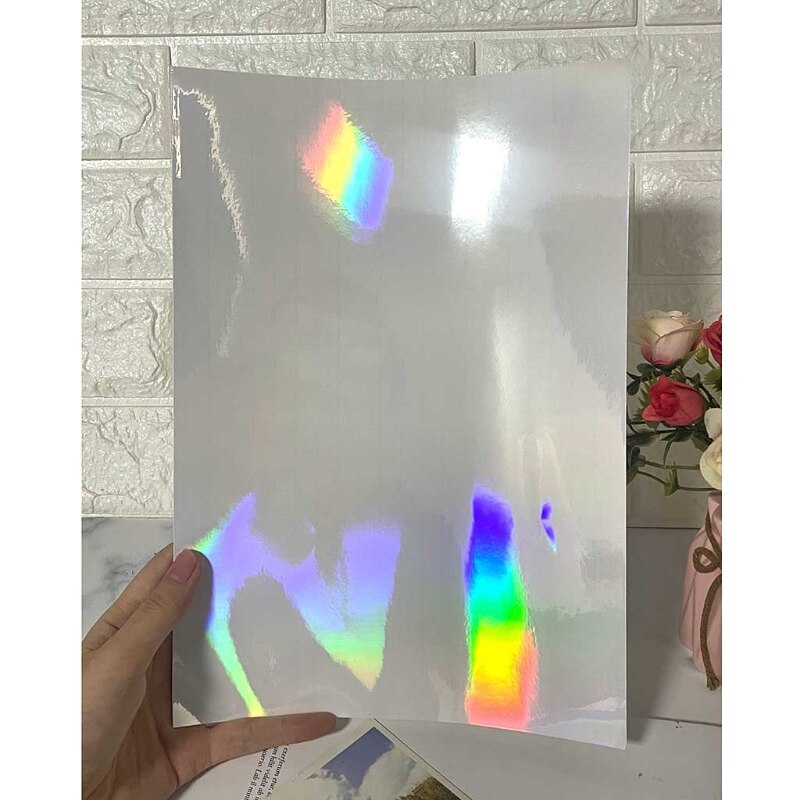 5 ark genomskinlig holografisk overlay laminering vinyl  a4 storlek självhäftande laminat vattentätt vinyl klistermärkepapper