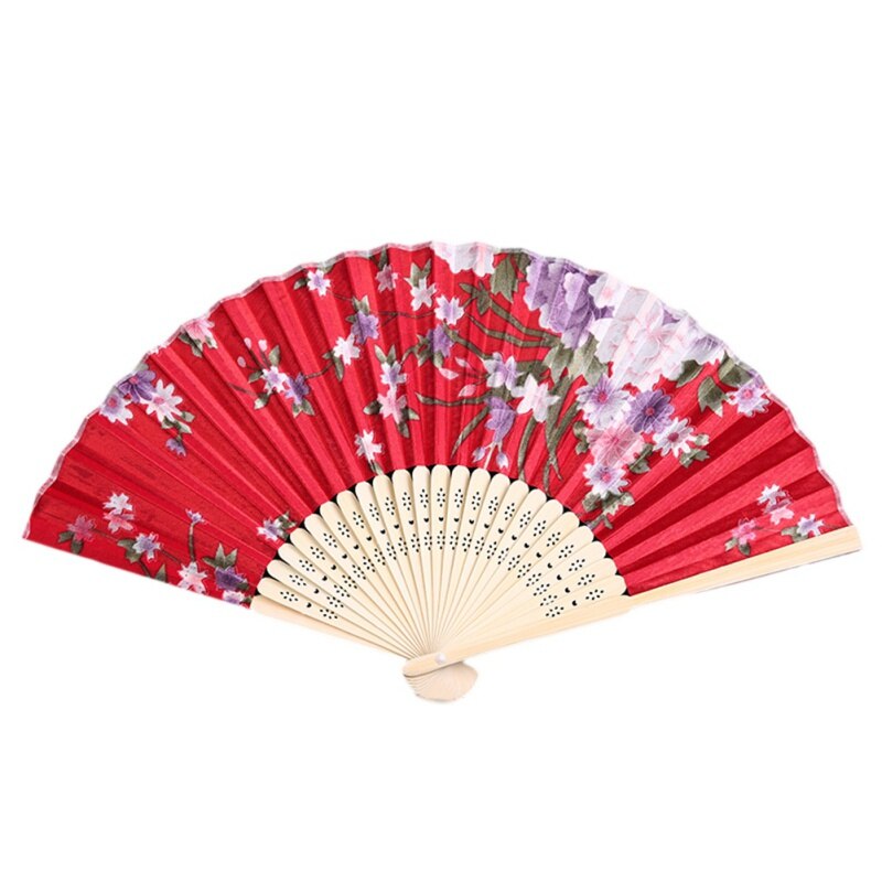 Carnival Festival Hand Stain Fan Large Folding Fan Printing Kung Fu Fan Satin Bamboo Bone Fan Wedding Dance Supplies#11: RY0413A