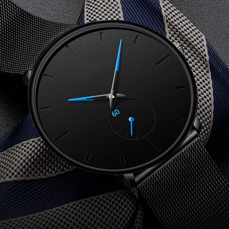 Minimalistiske herre casual ure til mænd business ur mandlige rustfrit stål mesh bælte simpelt kvarts ur reloj hombre