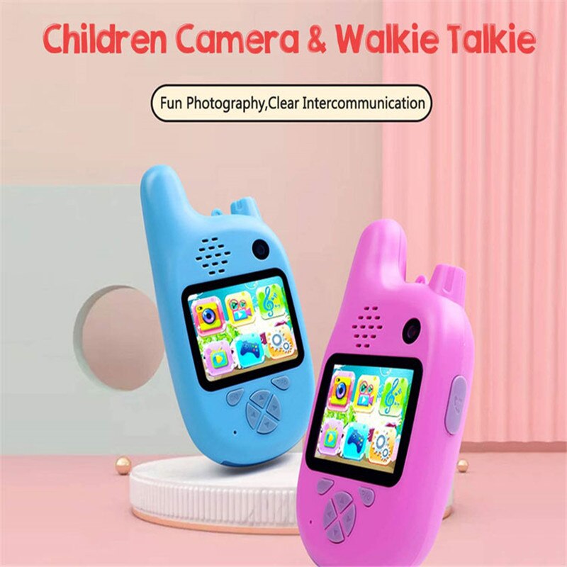 Kids Camera Met Walkie Talkies, 2 In 1 Speelgoed Walkie Talkies Voor Kinderen Kind Met 8MP Dual Lenzen Voor Meisjes Jongens