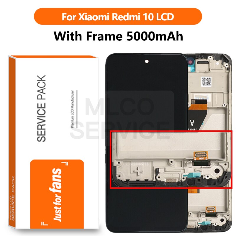 Original For Xiaomi Redmi 10 LCD Display with Frame Touch Panel Screen Digitizer Assembly For Redmi 10 21061119AG 21061119DG LCD: With Frame 5000mAh