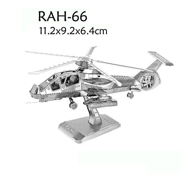 Fighter 3D Metal Puzzle AH-64 Apache KA-50 Helicopter UFO SU-34 RAH-66 model KITS Assemble Jigsaw Puzzle Toys For Children: 194-RAH-66