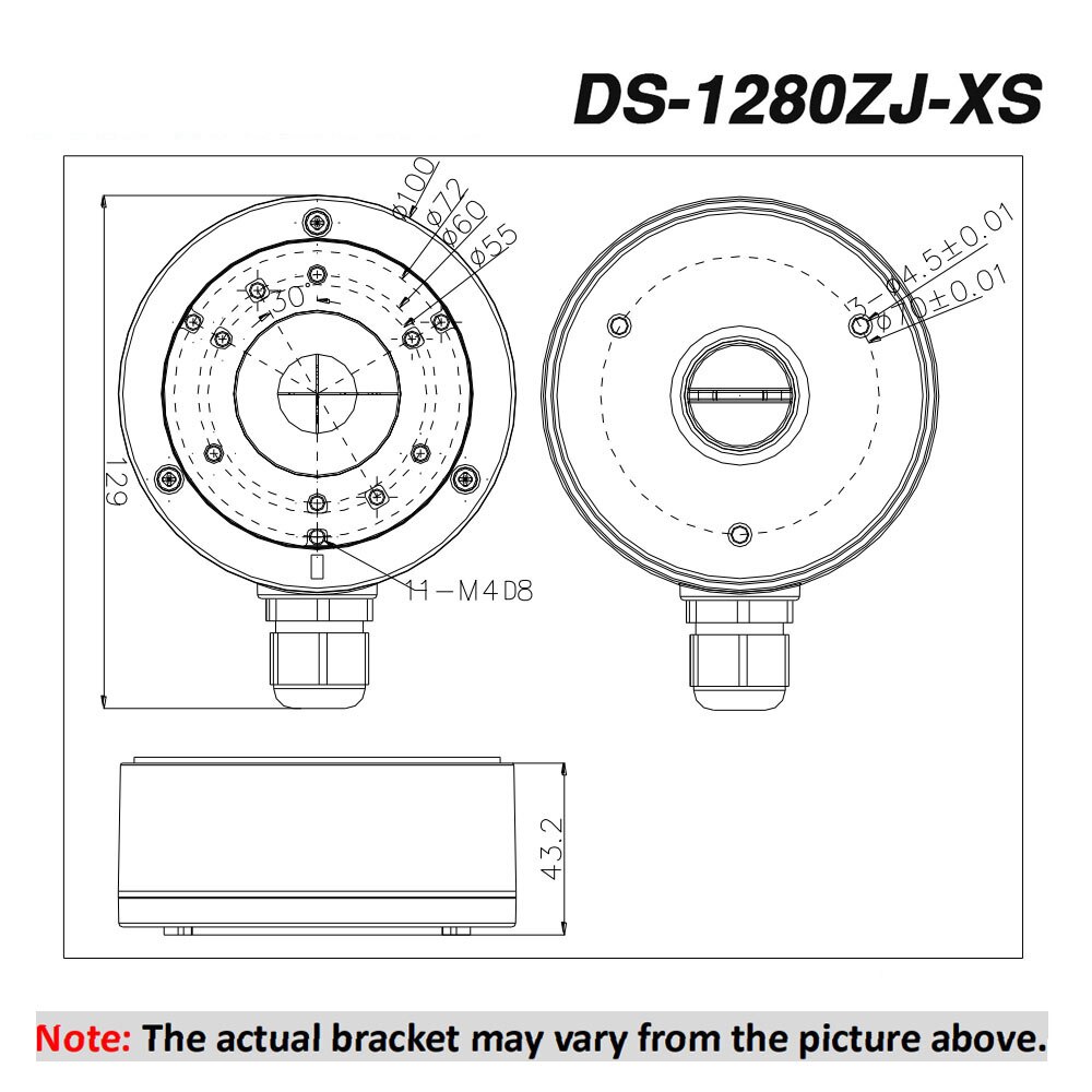 Originele hikvision cctv-beugel ds -1280zj- xs voor ds -2 cd 2045 fwd-i ds -2 cd 2085 fwd-i ip-camera voor beveiligingscamera's aansluitdoos