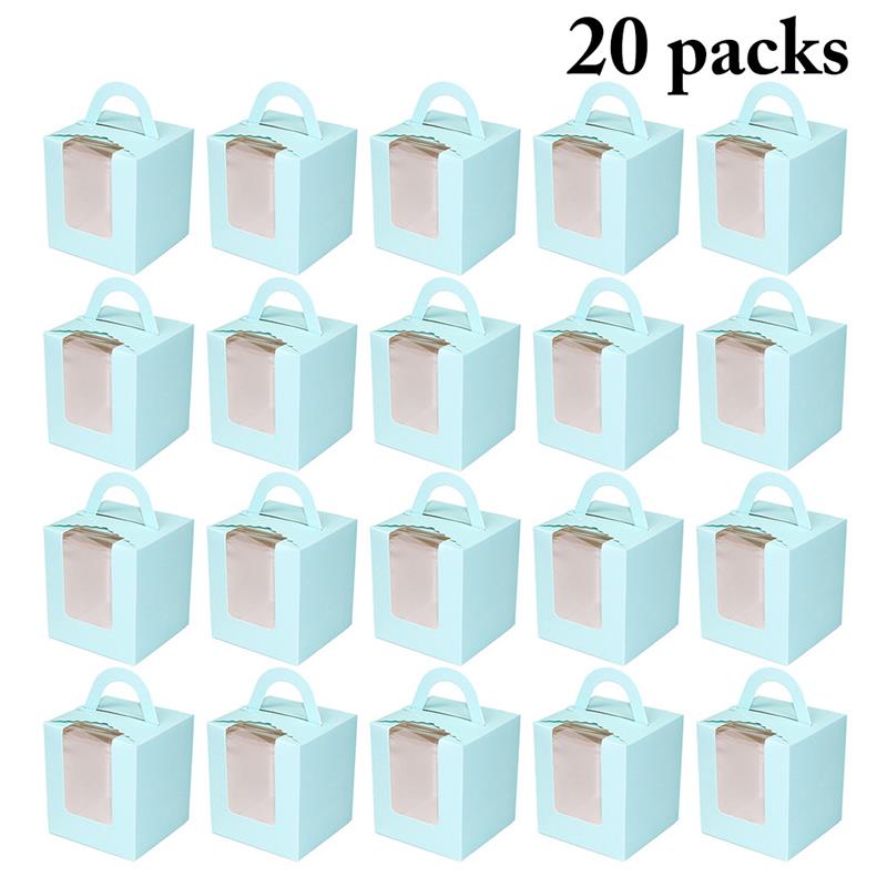 20 Stuks Leuke Mini Biscuit Snoep Doos Enkele Muffin Doos Draagbare Roze Venster Cupcake Doos Mousse Modder Pudding Fles Verpakking cup: 4