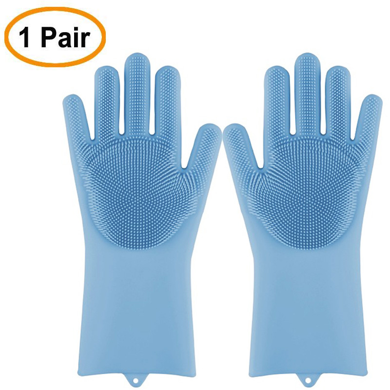 Gants de nettoyage en Silicone | directe, magique Silicone pour la vaisselle, outils de nettoyage, lavage de la vaisselle, grande pour la cuisine, la salle de bains: Blue