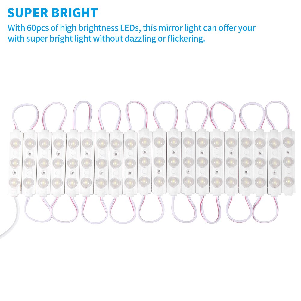 USB LED Mirror Lights Dimmable Touch Control Lights Strip Makeup Lighting For Vanity Table Bathroom Mirror